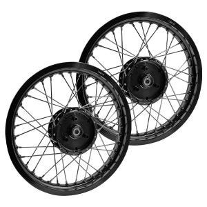 Sett med 2x felger 1,85x16 brede aluminiumseikerhjul for Simson S51 S50 S70 Schwalbe KR51 aluminiumsfelg Craftride AF21 svart