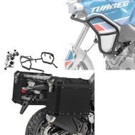 Aluminiumskoffert + bagasjeholder egnet for Aprilia Tuareg 660 22-24 Bagtecs GX38-45 + øvre kollisjonsstang svart