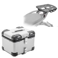 Set top case + bagasjehylle som passer for Ducati Multistrada V4 / S 21-24 Bagtecs XS45 Universal 45 liter sølv