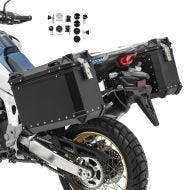 Motorsykkel aluminium koffert sett XW38 Bagtecs aluminium side kofferter 2x38 liter + adapter svart