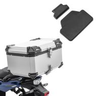 Sett aluminium toppveske 65L + ryggpute Bagtecs XB65 aluminium toppveske sølv