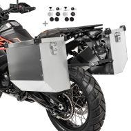 Aluminium koffertsett passende for BMW F 650/ CS Scarver/ GS/ Dakar / ST Bagtecs Atlas 36 L med monteringssett for koffertstativ