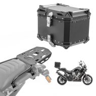 Sett aluminium toppkoffert + bærer egnet for choppers / tilpassede sykler Pan America 1250 / Special 21-24 XB45 svart Bagtecs