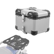 Sett aluminium toppkoffert + bagasjehylle egnet for Suzuki V-Strom 800 23-24 Bagtecs XS45 sølv