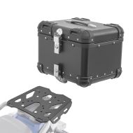 Sett aluminium toppkoffert + bagasjehylle egnet for Suzuki V-Strom 800 23-24 Bagtecs XS45 svart