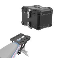 Sett aluminium toppkoffert + bagasjehylle egnet for Honda Africa Twin CRF 1100 L 20-24 Bagtecs XS45 svart