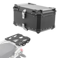 Sett aluminium toppkoffert + bagasjehylle egnet for BMW R 1200 GS 04-12 Bagtecs XB65 svart