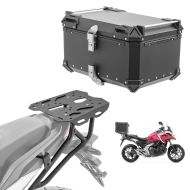 Sett aluminium toppkoffert + bagasjehylle egnet for Honda NC 750 X 21-24 Bagtecs XB65 svart