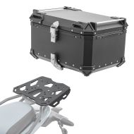 Sett aluminium toppkoffert + bagasjehylle egnet for Royal Enfield Himalayan 450 2024 Bagtecs XB65 svart