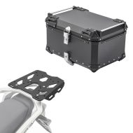 Sett aluminium toppkoffert + bagasjehylle egnet for Honda Transalp XL 750 23-24 Bagtecs XB65 svart