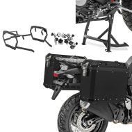 Sett hovedstativ + aluminiumskoffert + bagasjeholder egnet for chopper / tilpassede sykler Pan America 1250 / Special 21-24 GX38-45 svart