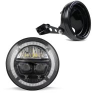 LED frontlys sett 7 tommer egnet for motorsykkel universal frontlykt svart Craftride F10
