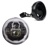 LED frontlys sett 7 tommer egnet for motorsykkel universal frontlykt svart Craftride M91