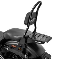 Sissy bar som passer til Harley Davidson Dyna Super Glide Custom 06-15 Craftride Fast Rider-M inkl. bagasjehylle svart
