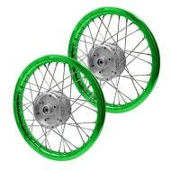 Sett med 2x eiker hjulfelg aluminium 1,6x16 egnet for Simson S51 S50 S70 Schwalbe KR51 aluminiumsfelg Craftride AF16S grønn