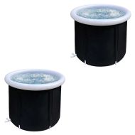 Sett med 2x isbad oppblåsbar Cranit EB14 PVC isfat bærbar 75 x 75 cm svart