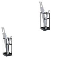 Sett med 2x paraplystativ Divit paraplystativ stålgarderobe RE64 sort