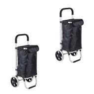 Sett med 2x sammenleggbar handlevogn ET1 Divit handlekurv handlekurv 50 liter svart