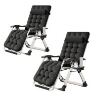 2x sammenleggbar hagestol Divit SR11 solstol solseng metall sort
