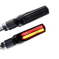 LED-blinklys med bak- og bremselys egnet for chopper / tilpasset sykkel Slim Standard Lumitecs TX5 svart tonet CB17602