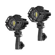 2x motorsykkel LED-tåkelys med kollisjonsstangholder og beskyttelsesgitter Lumitecs S22X ekstra frontlykter