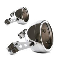 2x motorsykkel frontlyshus 7" med gaffelholder 35-43mm Craftride krom sparesett