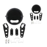 2x motorsykkel frontlyshus 5,75" med gaffelholder 35-43mm Craftride svart sparesett