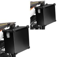 2x motorsykkel aluminium sidevesker Bagtecs Namib 35Ltr aluminium koffert svart økonomi sett