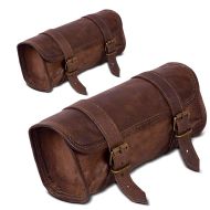 2x verktøyrull for motorsykkelskinn egnet for Chopper Retro verktøyveske Craftride LR2 brunt sparesett