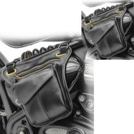 2x motorsykkelsidevesker Craftride SR1 vintage skinn universal svart sparesett