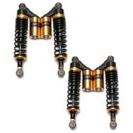2x motorsykkel støtdempere bak 320 mm fjærbenspar universal Zaddox RS2 svart-gull sparesett