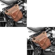 2x motorsykkelsidevesker Craftride SR1 vintage universal sparesett i skinn