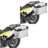 2x motorsykkel aluminium kofferter Bagtecs QP48 aluminium side kofferter 48 liter universal sølv sparesett