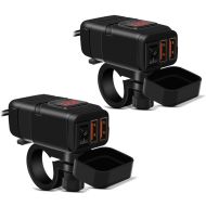2x 12V motorsykkel USB-uttak Lumitecs med digital batterispenningsvisning US5 økonomisett