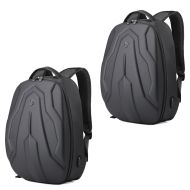 2x motorsykkelryggsekk Bagtecs BS3 veske med hardt skall med USB-port 20 liter svart økonomisett