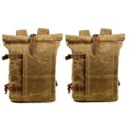 2x motorsykkelryggsekk canvas Craftride VR2 vintage motorsykkelveske 20L retro brun sparesett