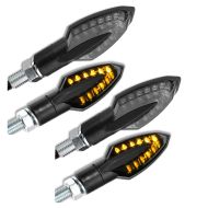 2x LED-indikatorer motorsykkel Lumitecs TX9 E-mark 2 deler front-bak svart tonet økonomisett