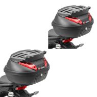 2x motorsykkel toppkoffert Bagtecs RHM Universal 42 liter med bagasjegrill økonomisett