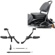 Sett: Motorsykkel fremre fotstøttesystem egnet for Harley Davidson Sportster 14-20 Craftride i svart + Sissy bar egnet for Harley Davidson Sportster 04-20 Craftride RPS svart