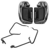Sett: benskjold egnet for Harley Davidson Touring-modeller 14-24 Craftride ventilert svart + taskeholder egnet for Harley Davidson Touring 14-24 med beskyttelsesstang svart Craftride