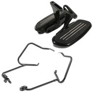 Sett: Passasjer løpebrett egnet for Harley Davidson Touring 93-24 Craftride CF2 med holder svart + bagasjeholder egnet for Harley Davidson Touring 14-24 med beskyttelsesstang svart Craftride