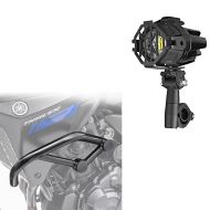 Sett: Crash bar egnet for Yamaha MT-07 Tracer 700 16-20 Motoguard crash bar + motorsykkel LED ekstra frontlykt med crash bar holder og beskyttelsesgitter Lumitecs S22X