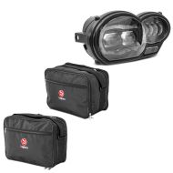 Sett: LED-frontlykt egnet for BMW R 1200 GS 04-12 ECE Lumitecs QL4 med Vario-koffert innervesker NV