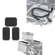 Sett: Crash bar egnet for BMW R 1250 GS 19-23 Motoguard L2 med klistremerke for aluminiumskoffert Bagtecs ADX 3-delt skinn