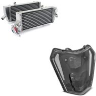 Sett: Kjølerediator egnet for KTM EXC-F 4-takts modeller 14-16 par med LED frontlykter E-mark DRL SW1