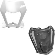 Sett: Lampemaske egnet for KTM 690 Enduro / R 19-24 Xdure PQ6 hvit med LED-hovedlys E-merke DRL SW1