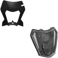 Sett: Lampemaske egnet for KTM 690 Enduro / R 19-24 Xdure PQ6 frontlysmaske svart E-merke DRL Xdure SW1