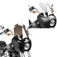 Sett: Fairing MG5 egnet for Harley Davidson Dyna Low Rider, Street Bob svart matt-klar Craftride + Front fairing egnet for Harley Davidson Dyna Low Rider / Street Bob Craftride MG5 med skjerm svart-røykgrå
