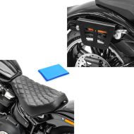 Sett: Sadelveskeholder egnet for Harley Davidson Softail Street Bob 18-24 koffertstativ flyttbar Craftride QL høyre + Solo sete gel egnet for Harley Davidson Softail Street Bob / Standard 18-24 sete DS4