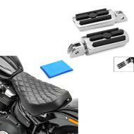 Sett: Førerfotstøtter egnet for Harley Davidson Softail 18-24 Craftride ST8 krom + Solo sete gel egnet for Harley Davidson Softail Street Bob / Standard 18-24 sete DS4